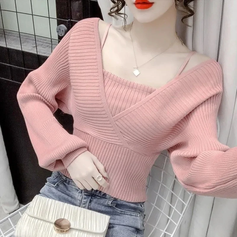 Knitted Tops Women Spring Fall New Korean Fashion Spliced Square Collar Crop Sweater Office Ladies Slim Pullovers
Knitted Tops Women Spring Fall New Korean Fashion Spliced Square Collar Crop Sweater Office Ladies Slim Pullovers