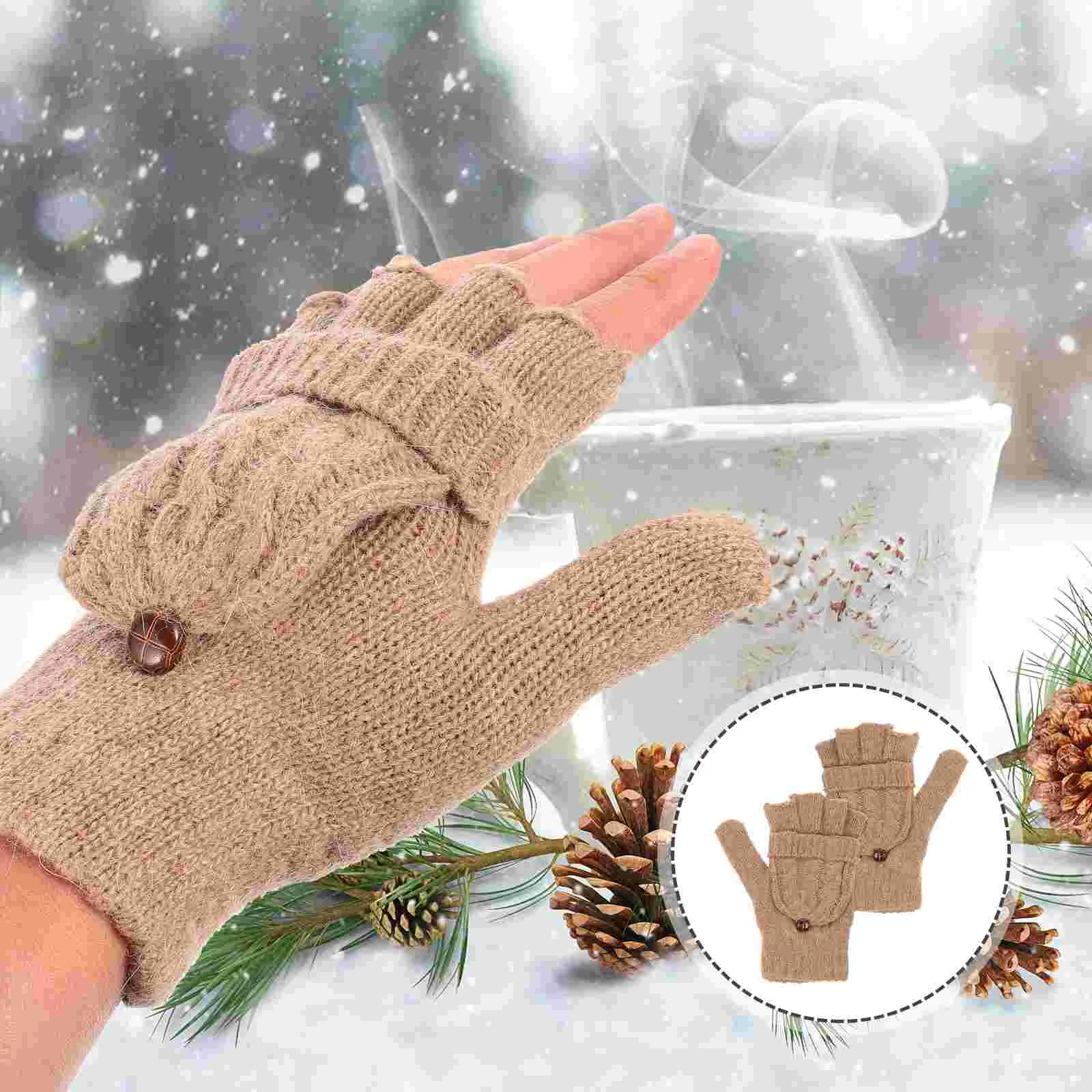 Convertible Fingerless Brown Cover Cap Mittens Winter Warm Knitted Mitt Cold Weather Outside Glove for Valentines Day Souvenir
Convertible Fingerless Brown Cover Cap Mittens Winter Warm Knitted Mitt Cold Weather Outside Glove for Valentines Day Souvenir