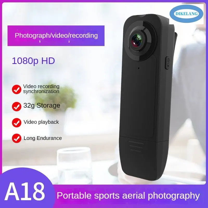 A18 HD Camera 1080P Wide-angle Night Vision Outdoor Sports DV Recorder Clip-on Camcorder Mini Camera
A18 HD Camera 1080P Wide-angle Night Vision Outdoor Sports DV Recorder Clip-on Camcorder Mini Camera