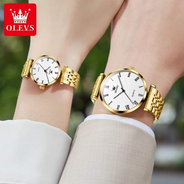OLEVS-Montre à Quartz Étanche pour Homme et Femme, Marque Originale, Luxe, Échelle Romaine, Montre-Bracelet Romantique pour Amoureux, Couple, Simplicité 2