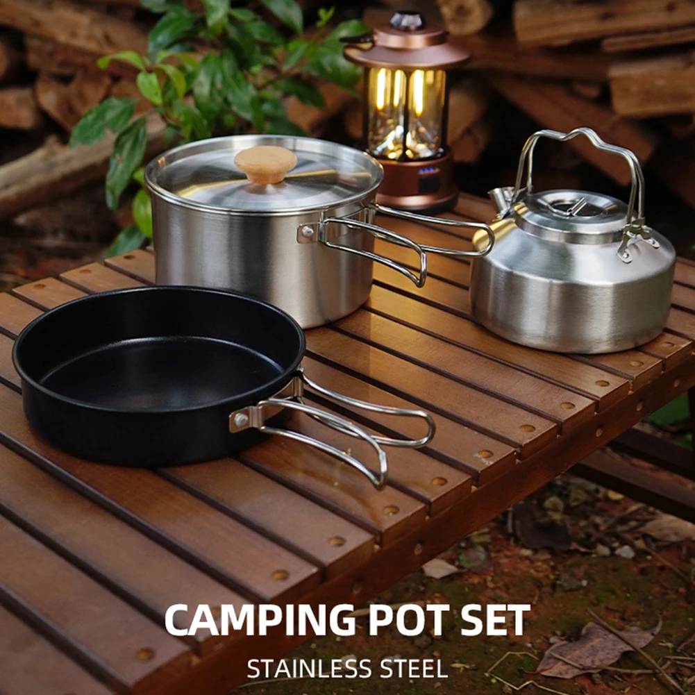 4pcs Camp Cookware Kit With Wooden Handle Multifunctional Cooking Supplies For Camping Cooking
4pcs Camp Cookware Kit With Wooden Handle Multifunctional Cooking Supplies For Camping Cooking