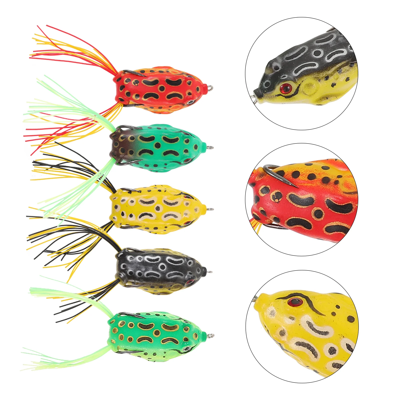 

5 Pcs Fish Lures Bait Striped Bass Maximum Performance Topwater Frog Tackle Boxes