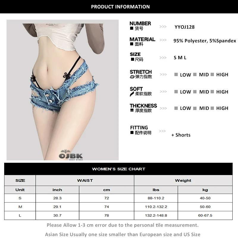 Paloli Woman Sexy Open Denim Shorts Uniform Set Cut-out Metal Zipper Skintight Design Fashion New 2023 YYOJ128 Paloli Woman Sexy Open Denim Shorts Uniform Set Cut-out Metal Zipper Skintight Design Fashion New 2023 YYOJ128