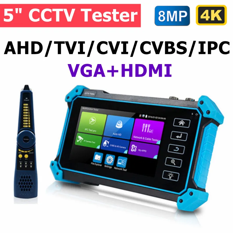 

CCTV Tester IPC 5200 Plus H.265 IP Camera 8MP AHD CVI TVI SDI 4K Camera Tester VGA HDMI Input PTZ PoE RJ45 UTP Cable Tracer