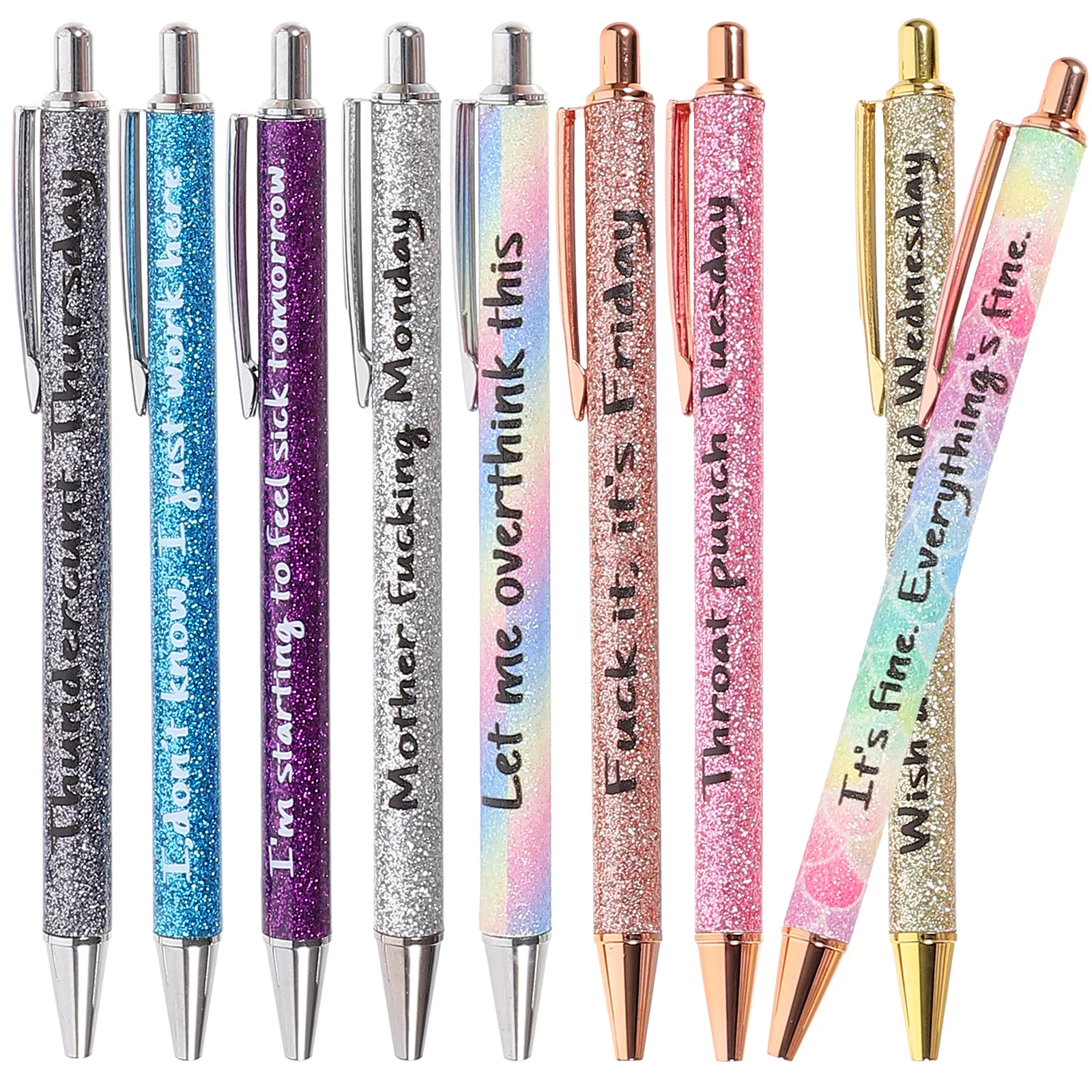 

9 Pcs Gold Powder Ballpoint Pen Home Decoration Adorable Writing Portable Ballpens Supply Aluminum Alloy Aesthetic