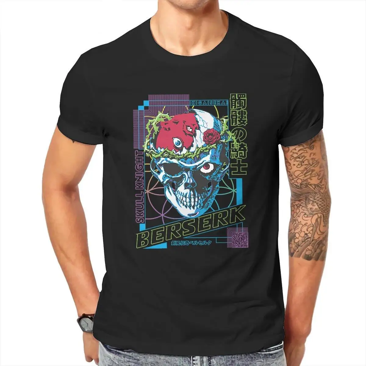 

Skull Knight Berserk Men T Shirt Swordsman Vintage Tee Shirt Short Sleeve Crewneck T-Shirts Cotton Party Tops