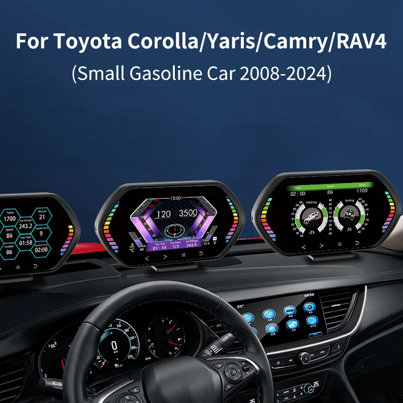 

KWHUD HUD OBD2 Display Car Speedometer RPM Oil Temperature Slope Meter for Toyota Corolla/Yaris 2008-2024 Gasoline