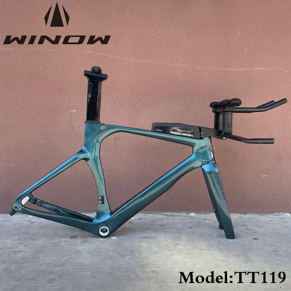 

Winow Carbon TT Frameset 700*32C Flat Mounted Disc Brake Bike Frames Bottom Bracket Screw-in BSA 68mm Chameleon TT Bike Frame