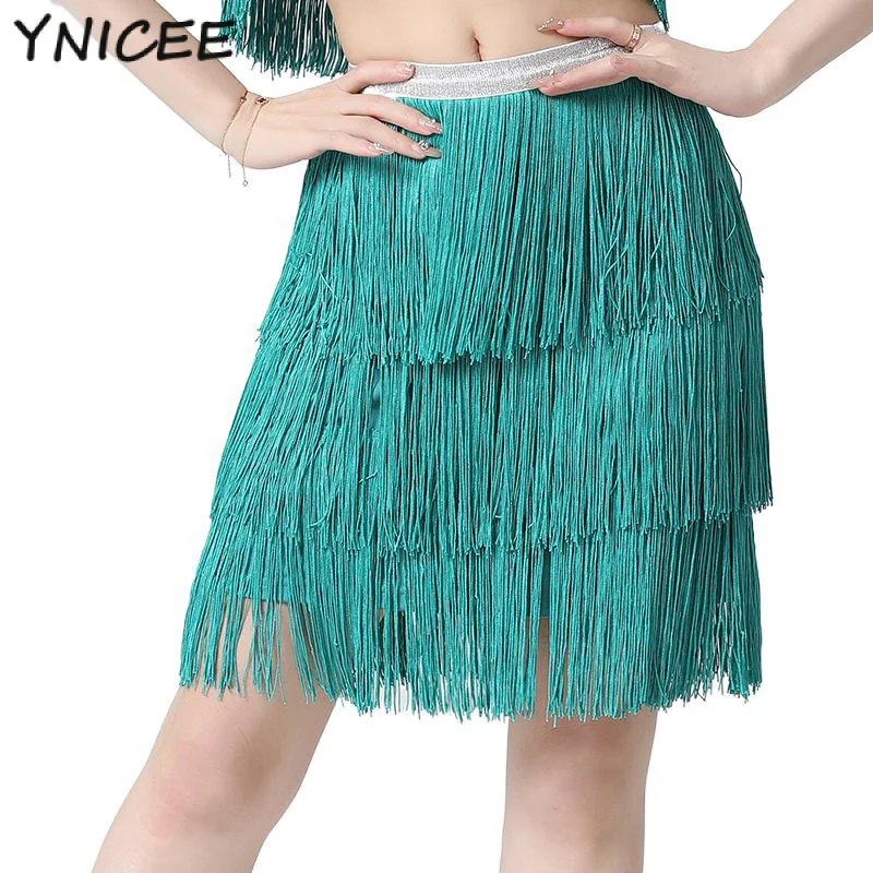 

Women 3 Layers Tassel Belly Dance Hip Scarf Lesson Wear Wrap Belt Fringe Scarves Skirt Practice Rave Outfit Costume Clothing