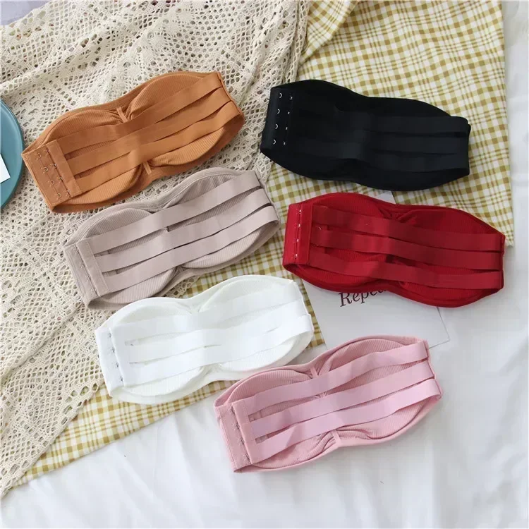 Women's Invisible Strapless Bra with Removable Pads Sexy Underwear Tube Top Girls One-piece Backless Lingerie Cropped Tanks Women's Invisible Strapless Bra with Removable Pads Sexy Underwear Tube Top Girls One-piece Backless Lingerie Cropped Tanks