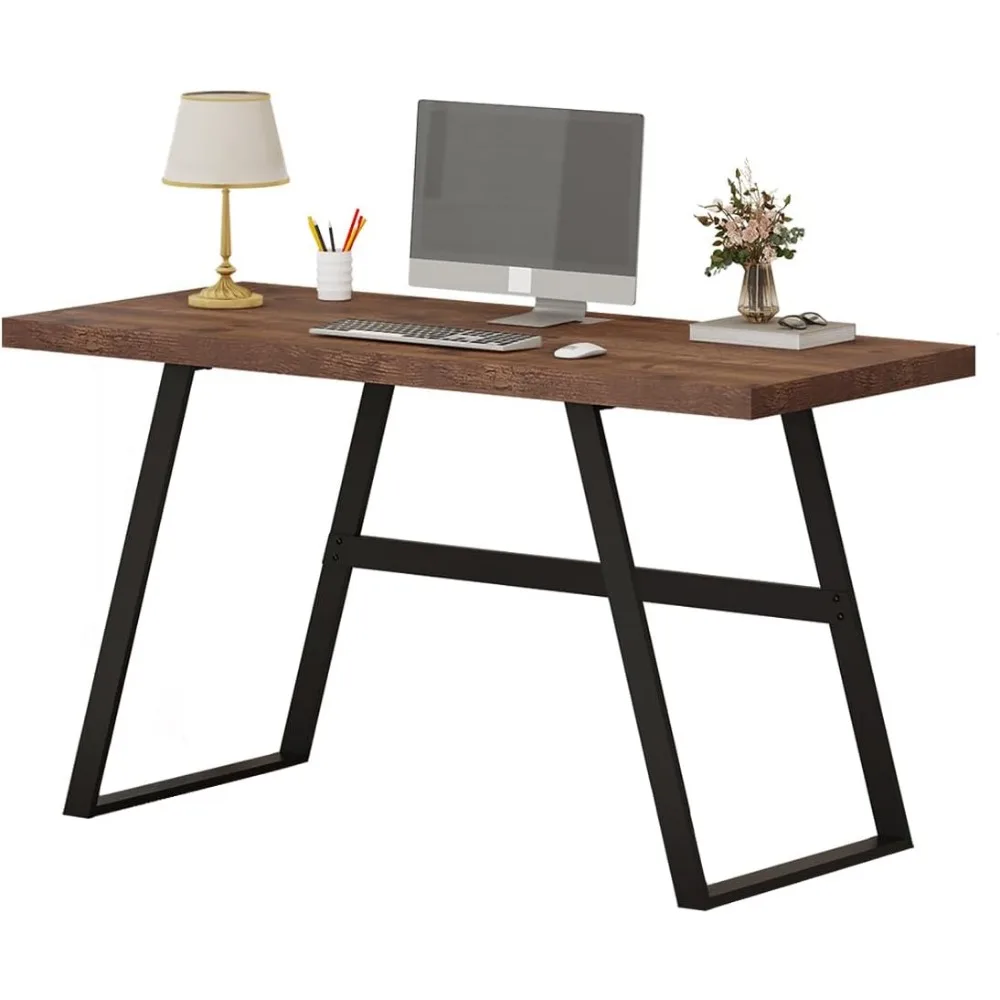 

BON AUGURE Computer Desk, Modern Simple Wood Home Office Desk, Wood and Metal PC Writing Workstation