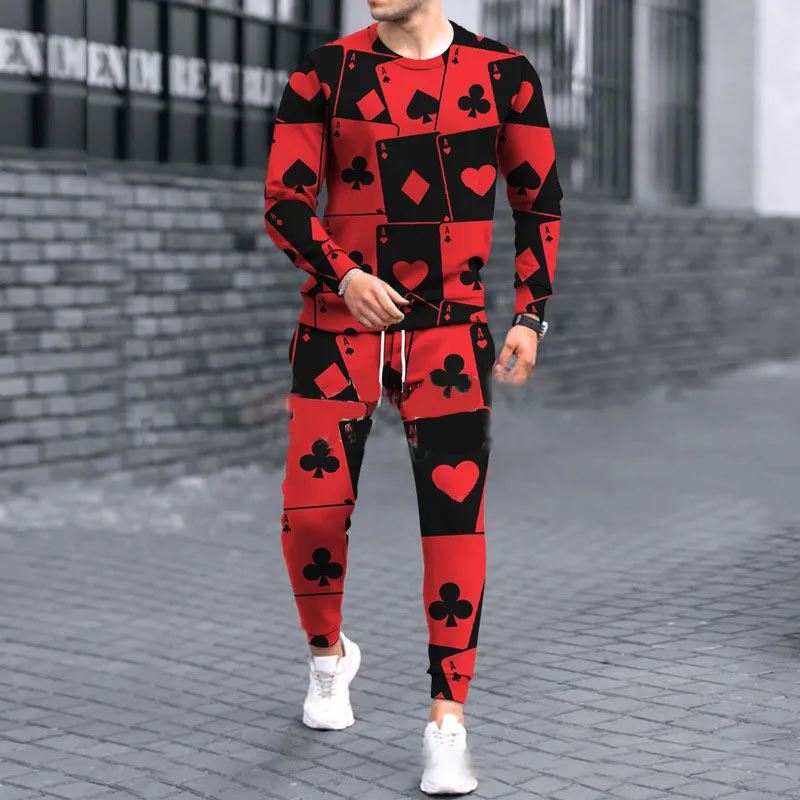 2022 Summer Fashion Casual Two-Piece Men's Set Suit O-neck Overszied Red poker Sportswear Personality Printed Men's Clothing
2022 Summer Fashion Casual Two-Piece Men's Set Suit O-neck Overszied Red poker Sportswear Personality Printed Men's Clothing