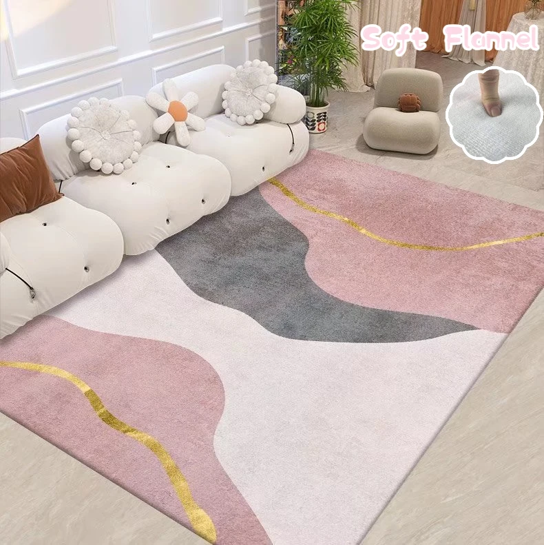 

Nordic Light Luxury Living Room Carpet Geometric Abstract Large Area Rugs Non-slip Washable Customizable Modern Entrance Mat