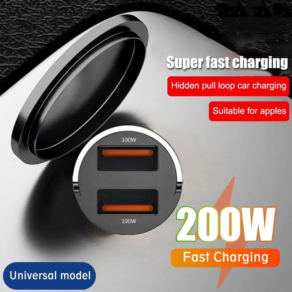 

200w Car Charger Lighter Pd Fast Charging For Qc3.0 Mini Usb Type C Car Phone Charger Dual-port Output F3c0