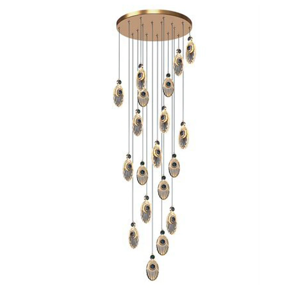 Luxury Villa Hotel Staircase led Chandeliers led peacock light Lamparas hanging Lamp Long Stairwell pendant Chandelier Lighting
Luxury Villa Hotel Staircase led Chandeliers led peacock light Lamparas hanging Lamp Long Stairwell pendant Chandelier Lighting