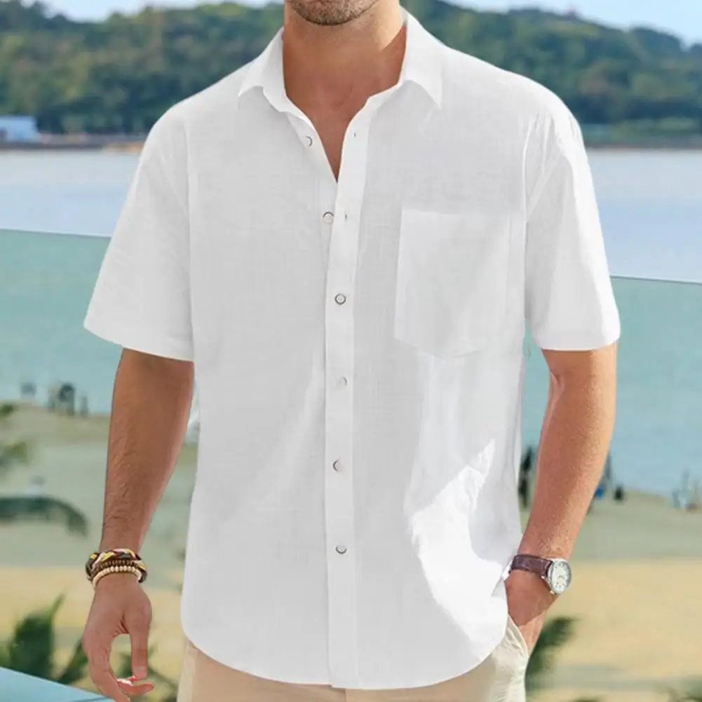Men Office Shirt Stylish Men's Lapel Collar Summer Shirt Breathable Casual Business Top for Office or Beach Solid Color Loose
Men Office Shirt Stylish Men's Lapel Collar Summer Shirt Breathable Casual Business Top for Office or Beach Solid Color Loose