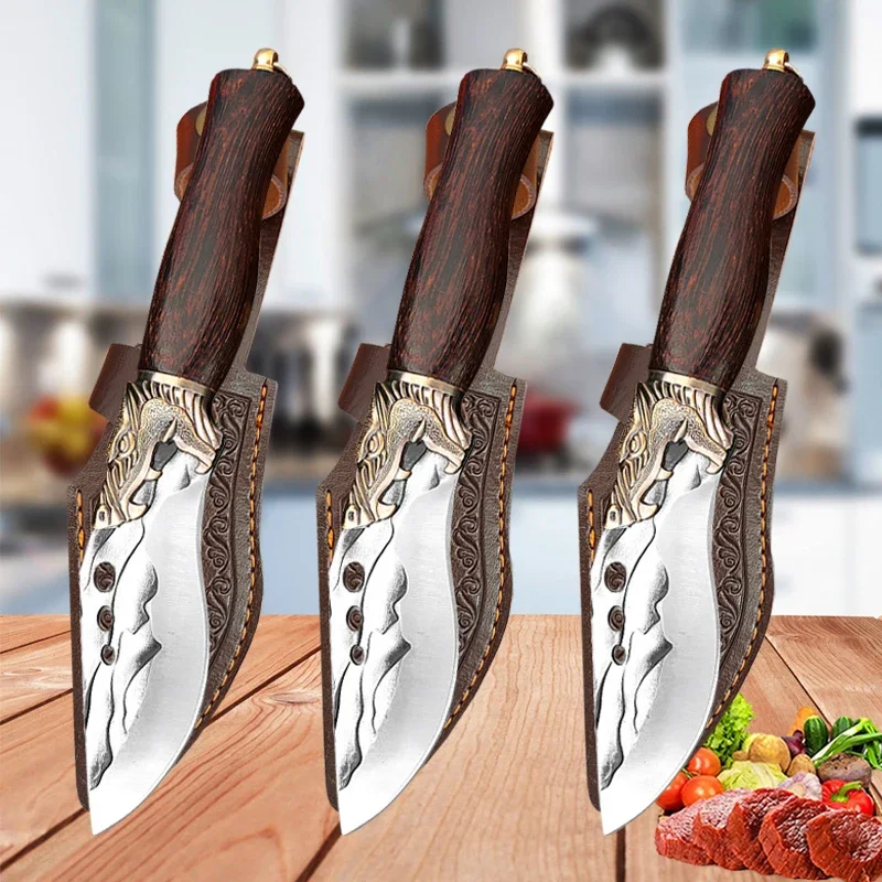 

Kitchen Meat Cleaver Forged Butcher Knife Stainless Steel Boning Peeling Knife Paring Knife Chef Slicing Cutter Fruit Knives BBQ