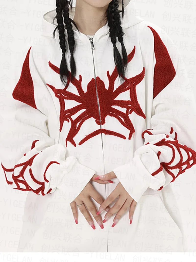 2023 American Vintage Spider Embroidery Hoodie Zipper Coat Casual Loose Oversized Hooded Sweatshirt Harajuku Y2k Style Clothing
2023 American Vintage Spider Embroidery Hoodie Zipper Coat Casual Loose Oversized Hooded Sweatshirt Harajuku Y2k Style Clothing
