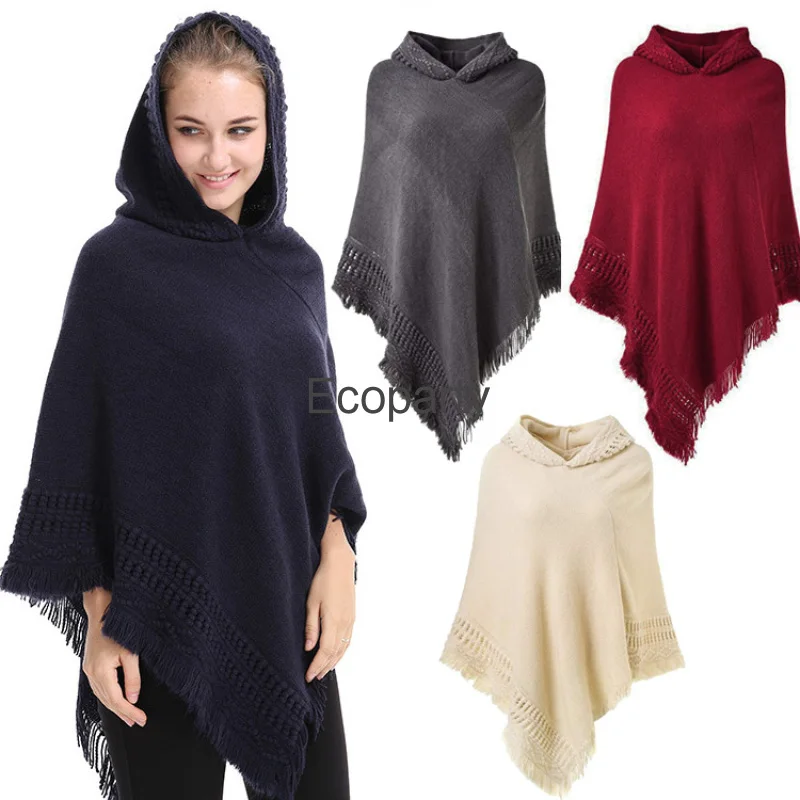 2023 Women Tassel Cape Coat Fringe Poncho Oblique Stripe Hooded cloak Solid Bohemian Shawl Scarf for women Bat Sleeved Pullovers
2023 Women Tassel Cape Coat Fringe Poncho Oblique Stripe Hooded cloak Solid Bohemian Shawl Scarf for women Bat Sleeved Pullovers
