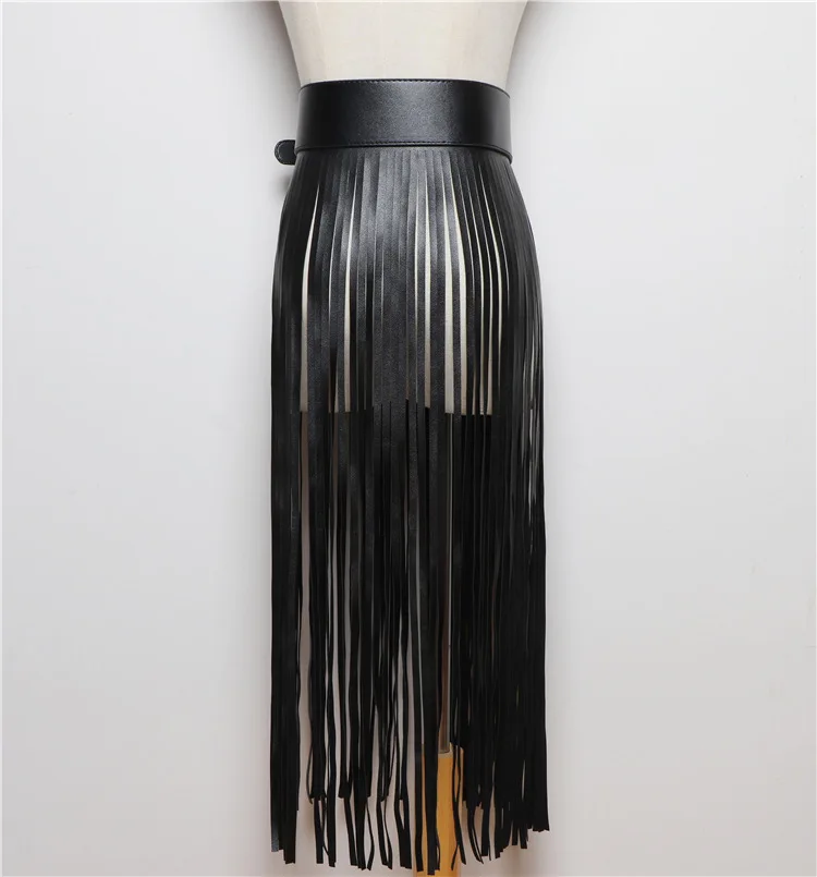 LANMREM Basics PU Leather Skirt Women Belt Black Color High Street Decoration Full Tassels Skirts Female New Fashion 2DC1326 33 S07e66e242d9944a0a002d00ec93b20f1v