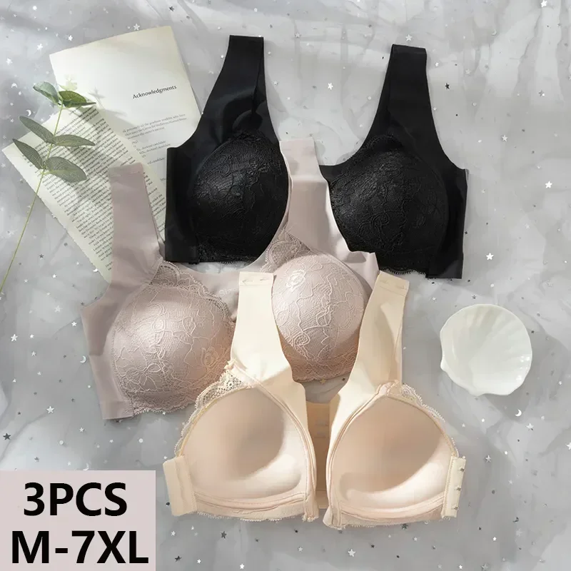 

Crop Plus Up Front Top Lingerie Push Bra Brassiere Lace Size Bralette Underwear Intimate Closure Sexy Seamless Female