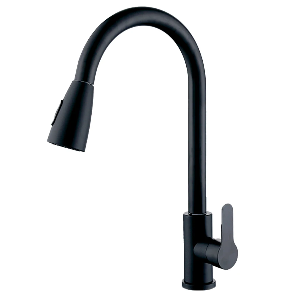 

Sleek Design Kitchen Faucet PullOut Water Tap Faucet Brushed/Black Color Extended Pull Design Acid and Alkali Resistance