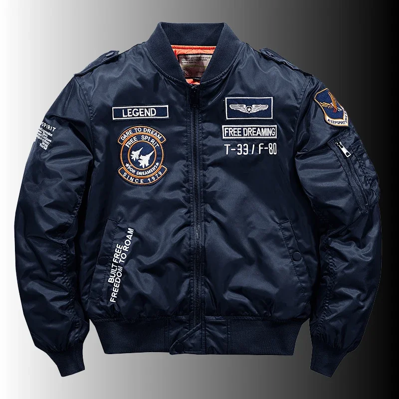 

Men's Winter Hip Hop Thick Warm Jacket Retro Motorcycle Ma-1 Aviator Pilot Cotton Parka Male Baseball Bomber Jackets M-5XL
