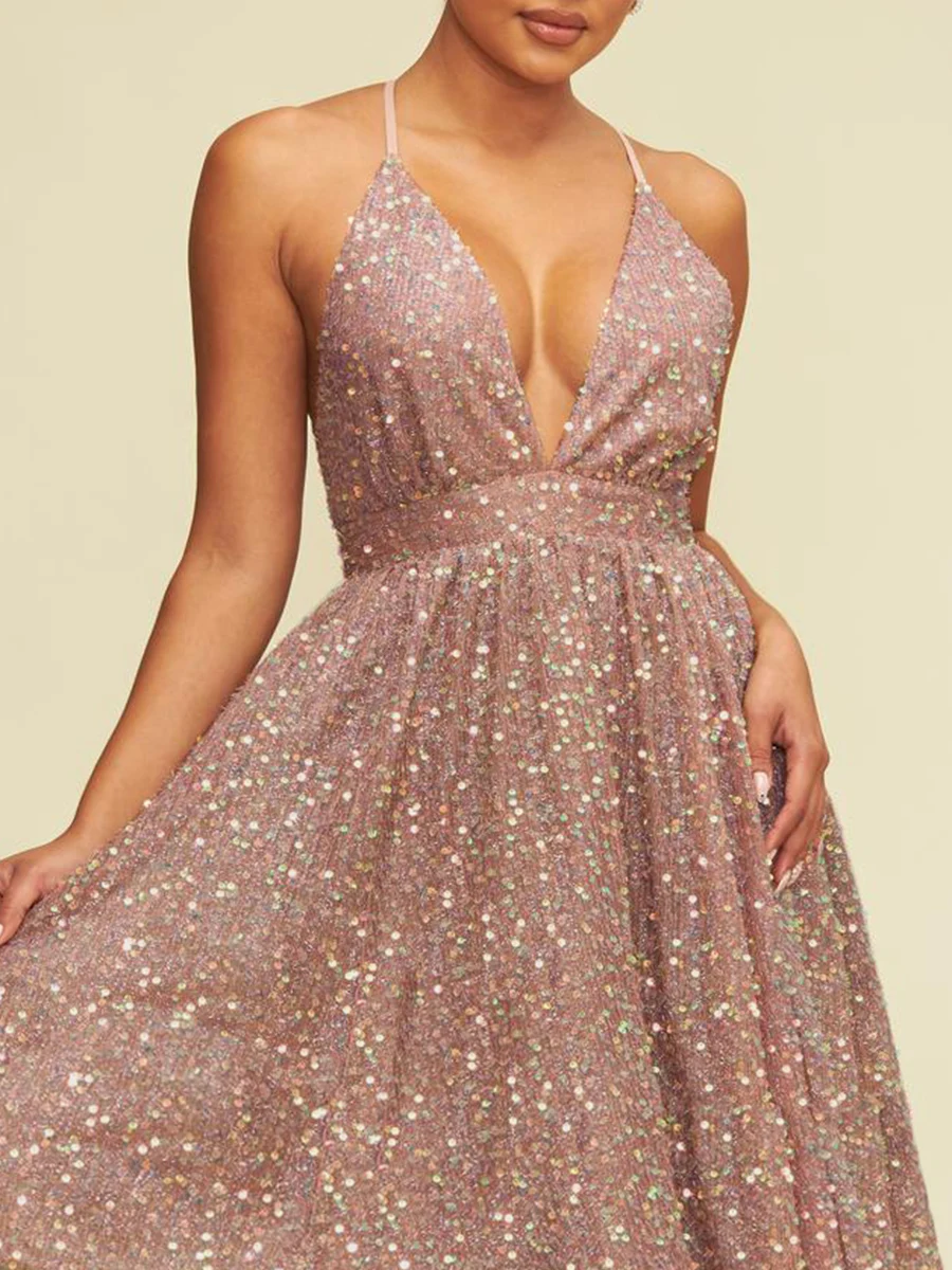 Fashion Sequins Party Dress Women Summer Sleeveless Backless Deep V Neck Short Dresses New Evening Gown Sexy Shiny Slip Sundress
Fashion Sequins Party Dress Women Summer Sleeveless Backless Deep V Neck Short Dresses New Evening Gown Sexy Shiny Slip Sundress