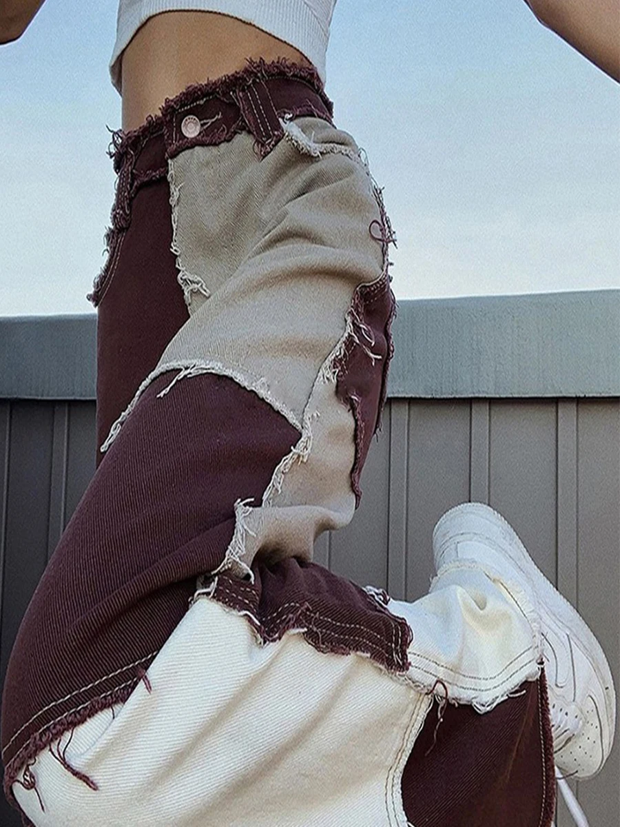 Y2k Streetwear Women Loose High Waist Straight Jeans Fashion Brown Patchwork Casual wide leg Denim Pants Washed Vintage Trousers
Y2k Streetwear Women Loose High Waist Straight Jeans Fashion Brown Patchwork Casual wide leg Denim Pants Washed Vintage Trousers