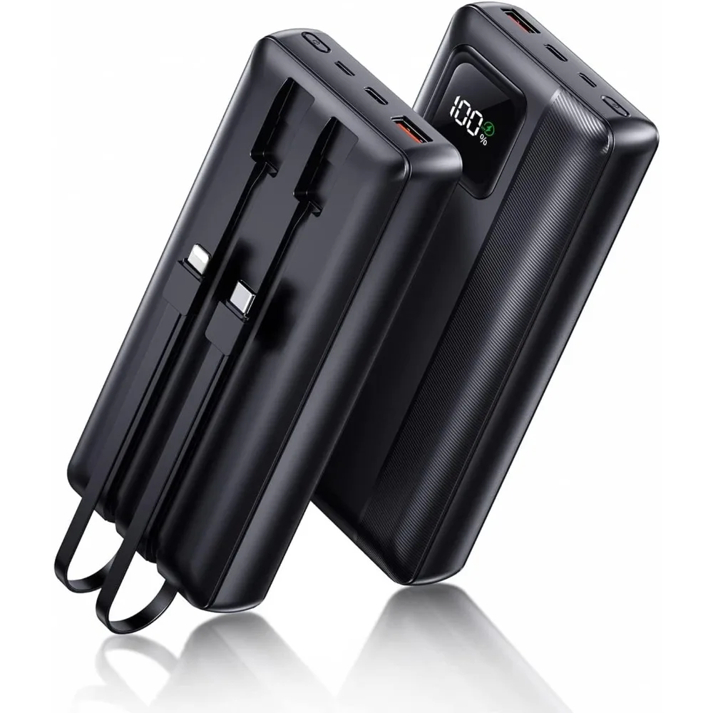 

Portable Mobile Power 40000mAh Power Bank Support PD 30W and QC4.0 Fast Charger with Built-in 2 Output Cable and LED Display