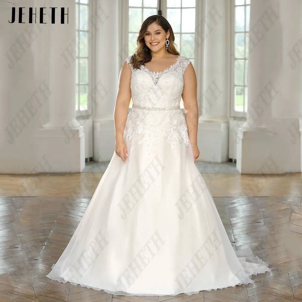 JEHETH Civil Wedding Dress Plus Size Woman Bride Cap Sleeves Illusion Bride Gowns Lace Applique A-Line V-Neck vestidos de novia
JEHETH Civil Wedding Dress Plus Size Woman Bride Cap Sleeves Illusion Bride Gowns Lace Applique A-Line V-Neck vestidos de novia