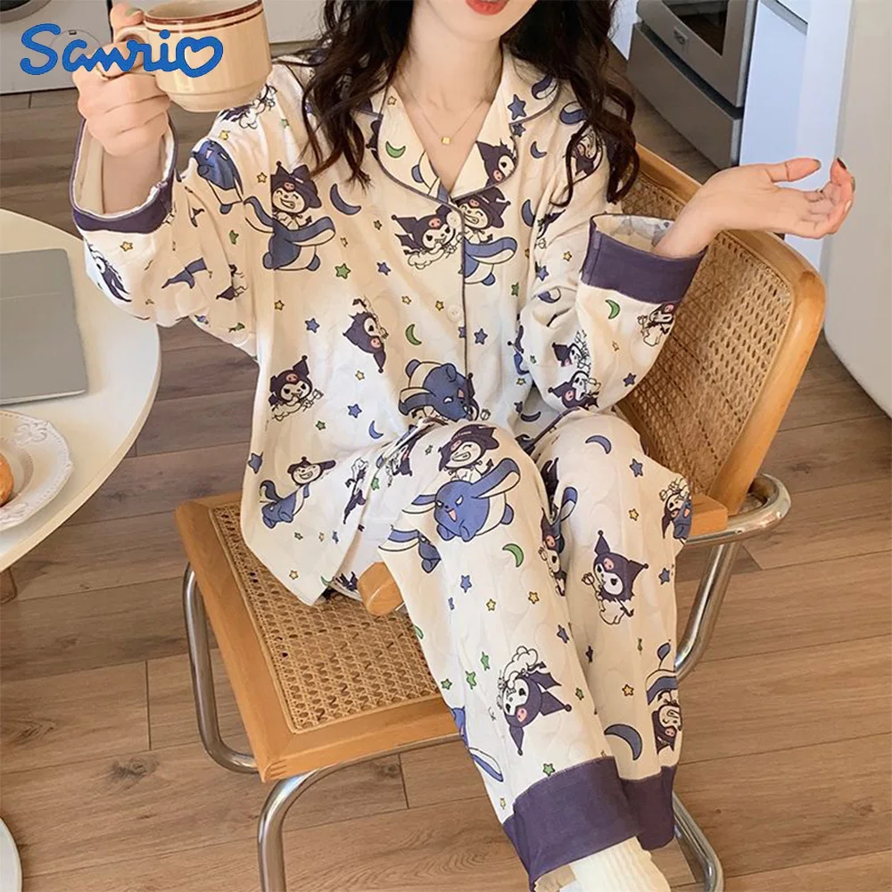 Japanese INS Sanrio Kuromi Pajamas Cartoon Kawaii Long Sleeved Pajama Set Autumn Homewear Cotton Comfortable Sweet Girl Clothing
Japanese INS Sanrio Kuromi Pajamas Cartoon Kawaii Long Sleeved Pajama Set Autumn Homewear Cotton Comfortable Sweet Girl Clothing