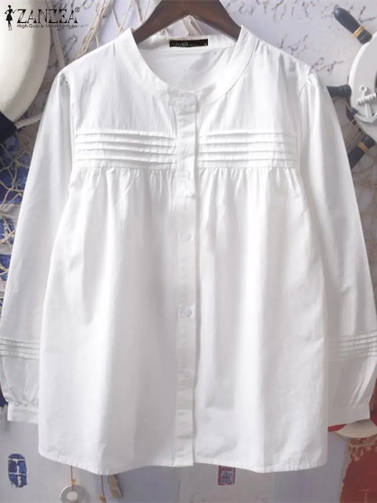 ZANZEA Holiday Buttons OL Loose Chemise Women Pleating Tops Fashion 2024 Spring Solid Blouses Vintage Long Puff Sleeve Shirts
ZANZEA Holiday Buttons OL Loose Chemise Women Pleating Tops Fashion 2024 Spring Solid Blouses Vintage Long Puff Sleeve Shirts