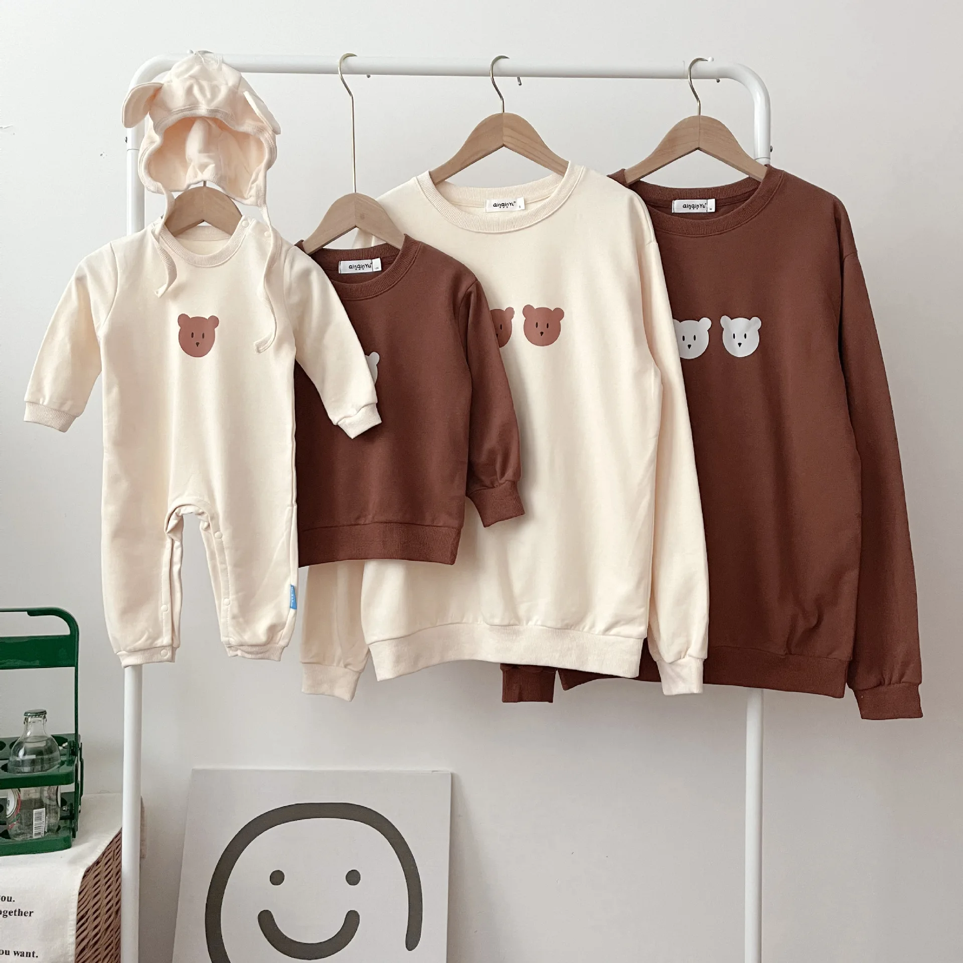

Bear Sweatshirt for The Whole Family 2023 Autumn Clothes Mom and Son Matching Clothes Dad and Daughter Clothing Newborn Bodysuit