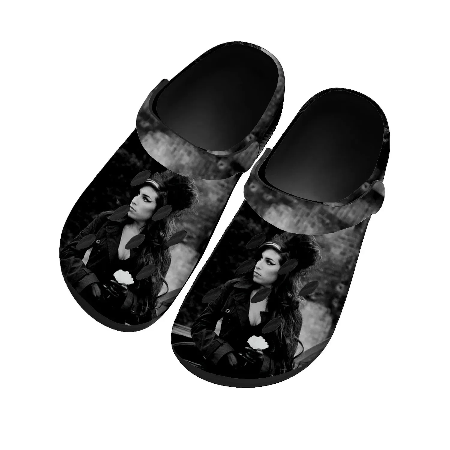 

Модная домашняя обувь Amy Winehouse Singer, обувь для воды на заказ, мужская и женская обувь для подростков, дышащие шлепанцы с отверстиями для пляжа