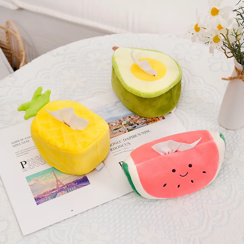 

Lifelike Watermelon Pineapple Avocado Plush Toy Soft Stuffed Fruits Doll Home Decoration Cute Fruit Tissue Box