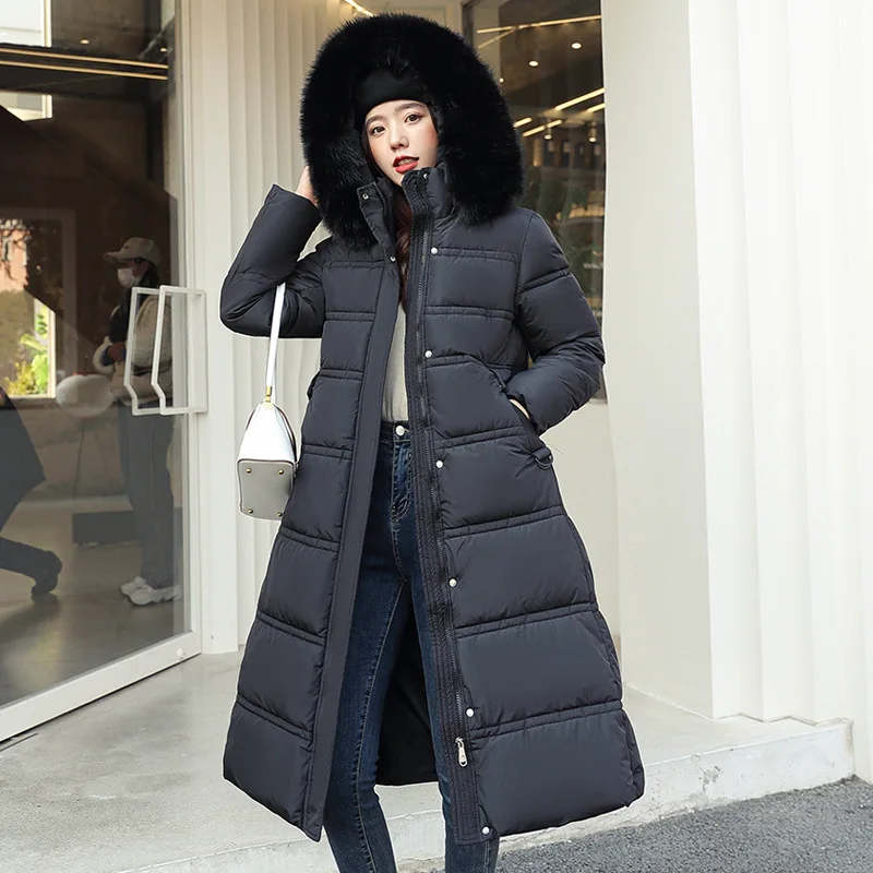 Women Cotton-padded Jacket With Fur Hooded Long Bubble Coat Female Winter Warm Parkas Outerwear Puffer Overcoat with Belt Women Cotton-padded Jacket With Fur Hooded Long Bubble Coat Female Winter Warm Parkas Outerwear Puffer Overcoat with Belt