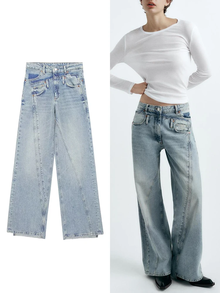 2024 Women's Pocket Embellished Mid Waist Wide Leg Jeans Fashion Deconstructed Design Chic Trousers Versatile Elegant Womenswear
2024 Women's Pocket Embellished Mid Waist Wide Leg Jeans Fashion Deconstructed Design Chic Trousers Versatile Elegant Womenswear