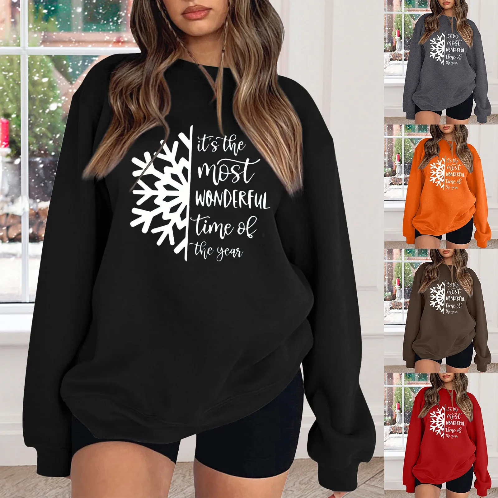 Ladies' Loose Fitting Christmas Printed Sweatshirt Hoodie With Shoulder Length Sleeves Ladies Hoodies Jackets
Ladies' Loose Fitting Christmas Printed Sweatshirt Hoodie With Shoulder Length Sleeves Ladies Hoodies Jackets
