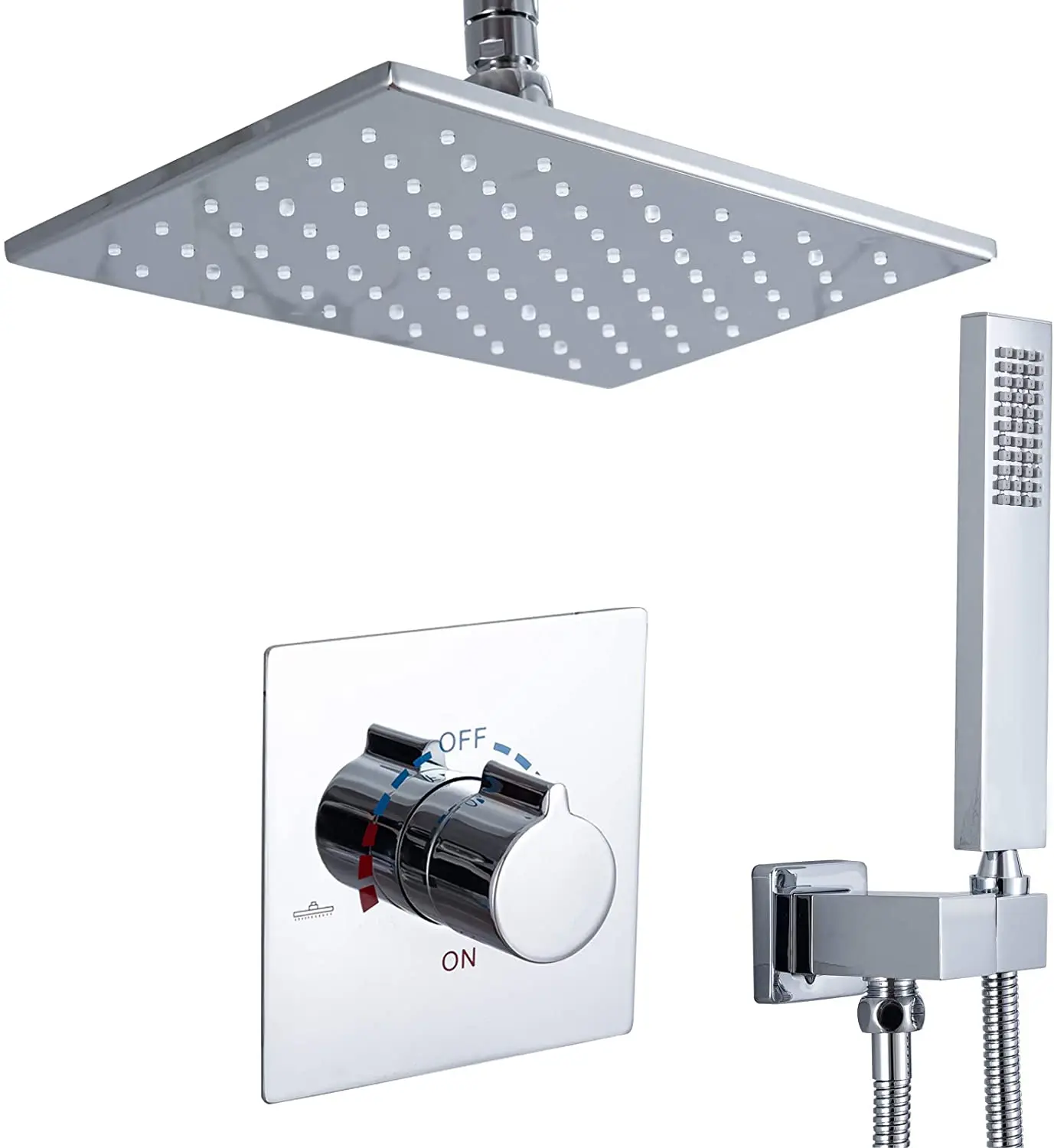 12 inch chrome finish wall mount Thermostatic Valve brass hot cold water mixer concealed rainfall shower set
12 inch chrome finish wall mount Thermostatic Valve brass hot cold water mixer concealed rainfall shower set