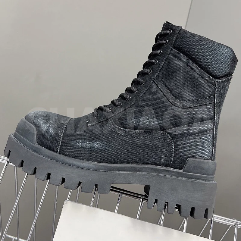 Women Flat Shoes Spring Autumn New Canvas Upper Cross Tied Design Thick Bottom High Top Unisex Casual Shoes Versatile Loafers
Women Flat Shoes Spring Autumn New Canvas Upper Cross Tied Design Thick Bottom High Top Unisex Casual Shoes Versatile Loafers
