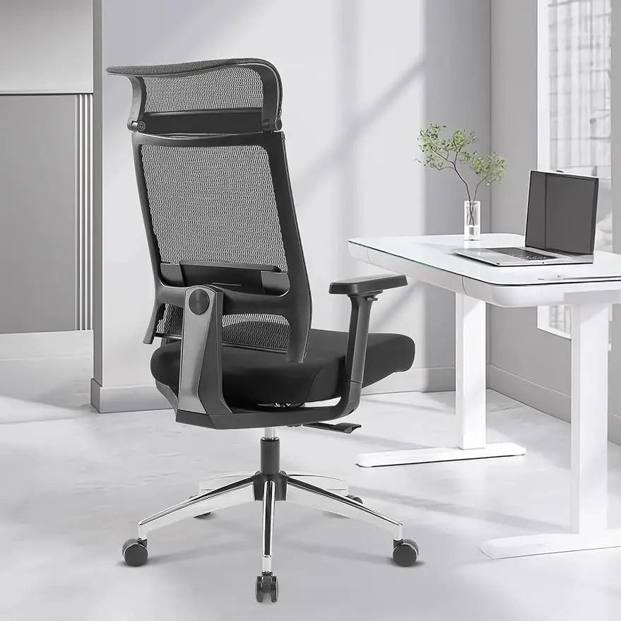 

Home Office Computer Chair, Ergonomic Mesh High Back Desk Chairs with Wide Headrest, 3D Arm Rests, Lumbar Support