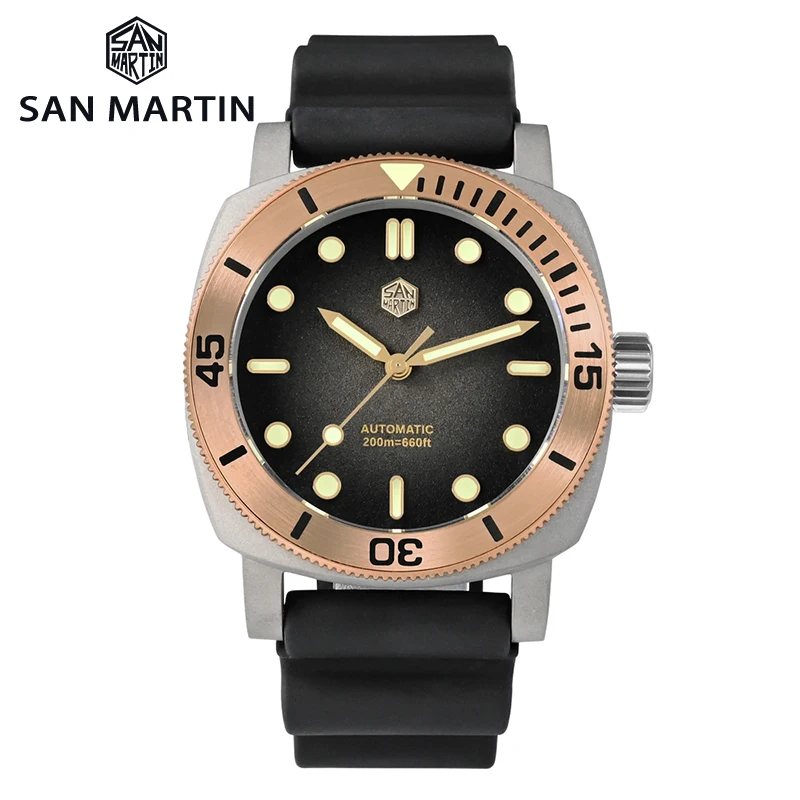 San Martin Retro Titanium Watch 42mm Diver Wristwatch NH35 Automatic Bronze Bezel Sapphire Luminous 200m Waterproof Dive Watch
San Martin Retro Titanium Watch 42mm Diver Wristwatch NH35 Automatic Bronze Bezel Sapphire Luminous 200m Waterproof Dive Watch