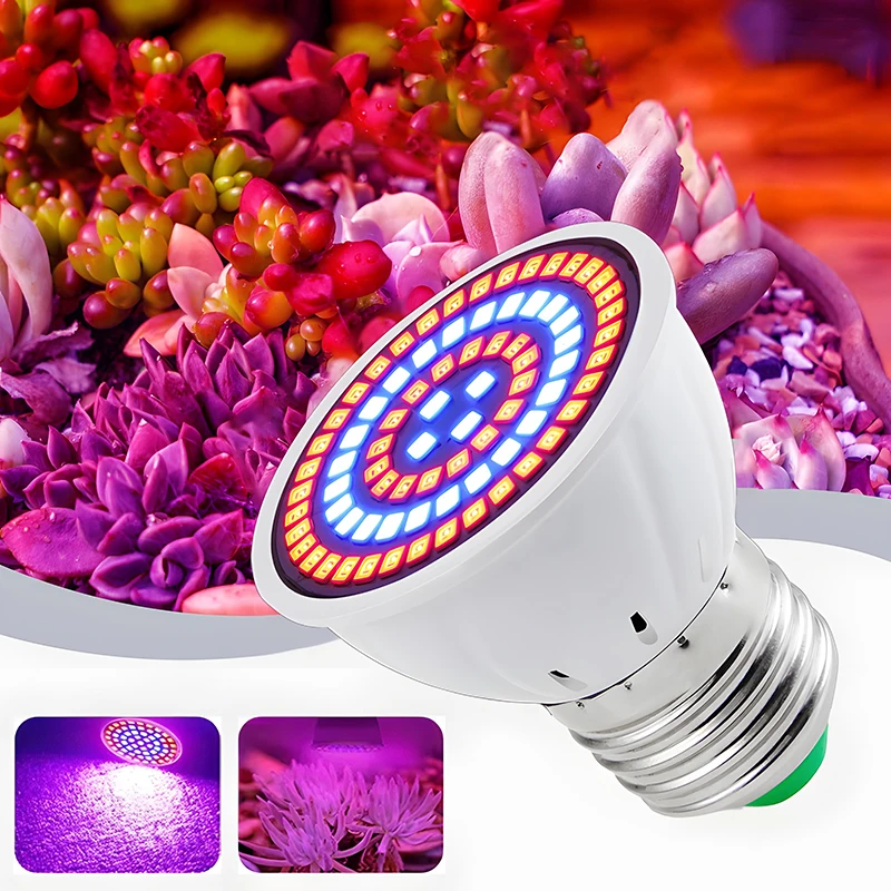 

60/80 LEDs Plant Grow Light Cup E27 Plant Indoor Fill Light Cup 220V Hydroponic Full Spectrum Bulb Purple Phyto Growth Lamp Cup