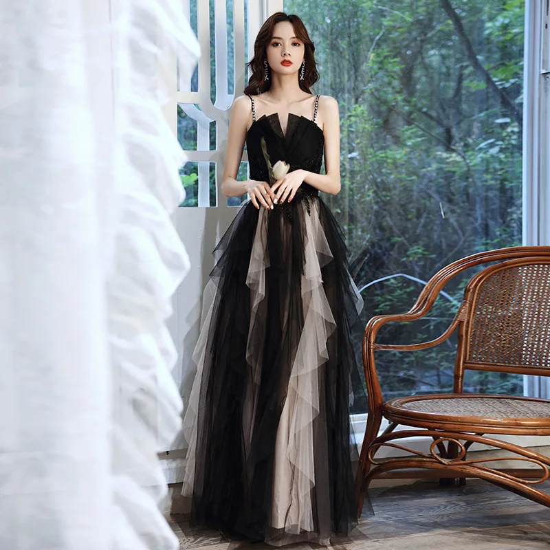 

Women's Evening Dress 2024 Banquet Charm Host Sling Banquet Luxury High End Birthday Annual Meeting Prom Gown For Women