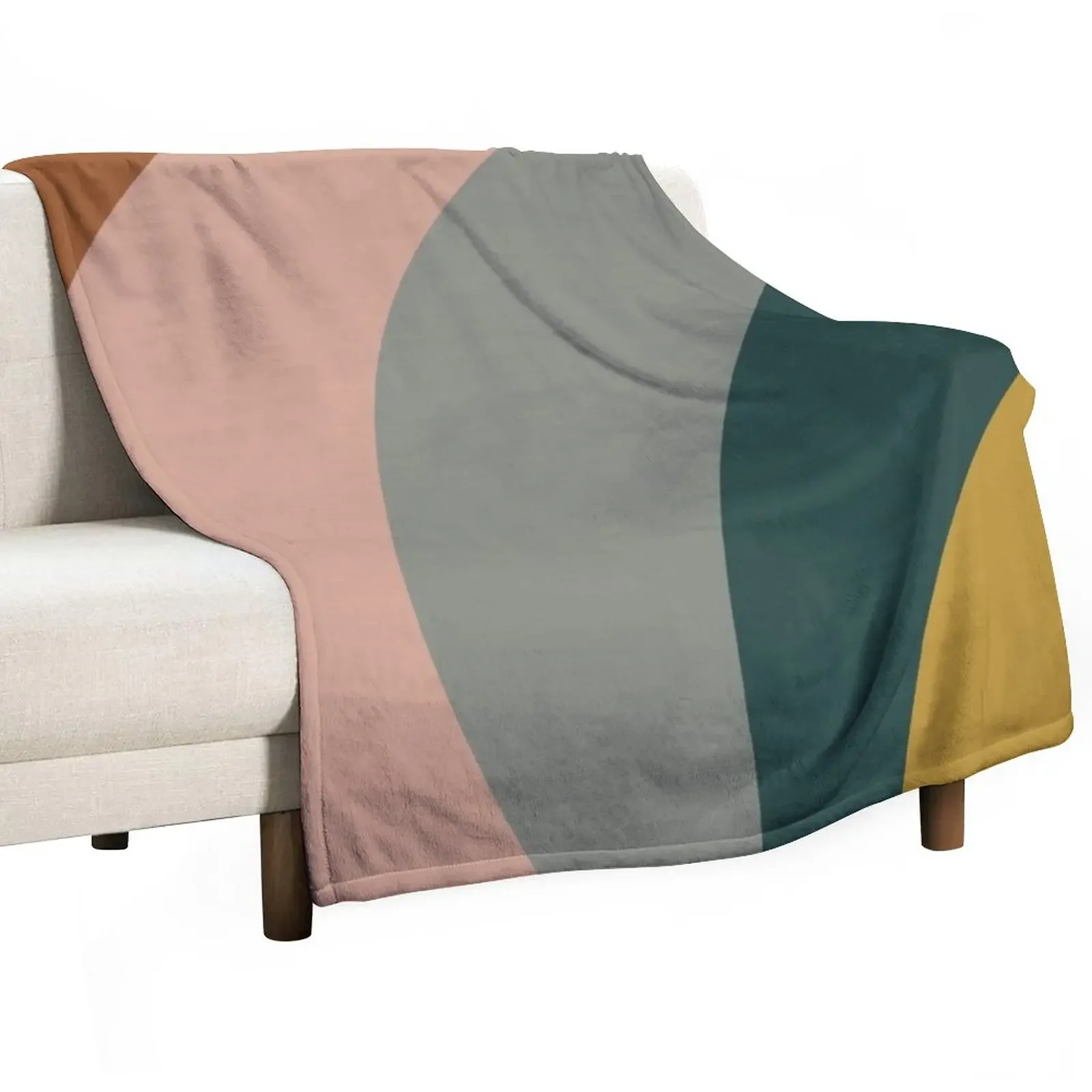 

Sound Waves Minimalist Pattern in Mustard Yellow, Teal, Grey, Blush Pink, and Rust Throw Blanket Quilt Sofa Blankets