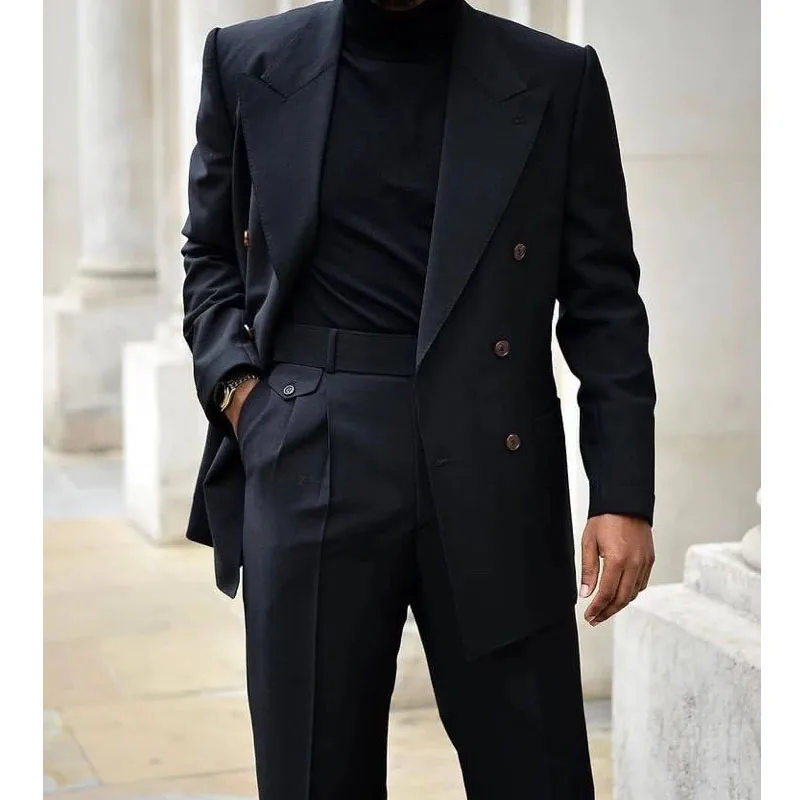 Costume Homme Wedding Men Suits Black Double Breasted Peak Lapel Masculino Terno Slim Fit Groom Blazer 2 Pieces Jacket+Pants
Costume Homme Wedding Men Suits Black Double Breasted Peak Lapel Masculino Terno Slim Fit Groom Blazer 2 Pieces Jacket+Pants