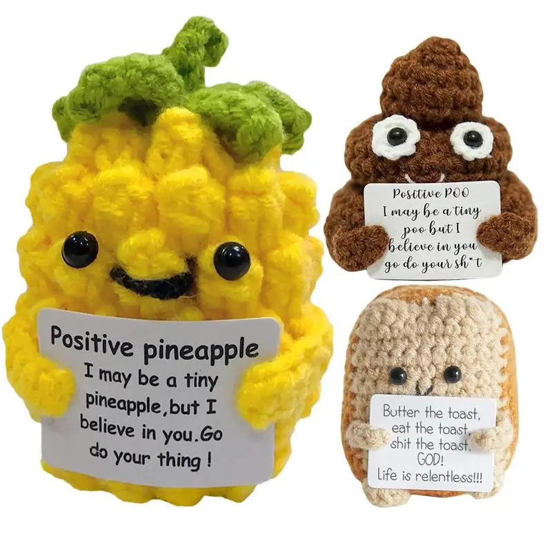 

Positive Energy Crochet Doll Toys Potato Hug Positive Card Ornament Handmade Emotional Support Knitted Gift Plush Wool Yarn Doll