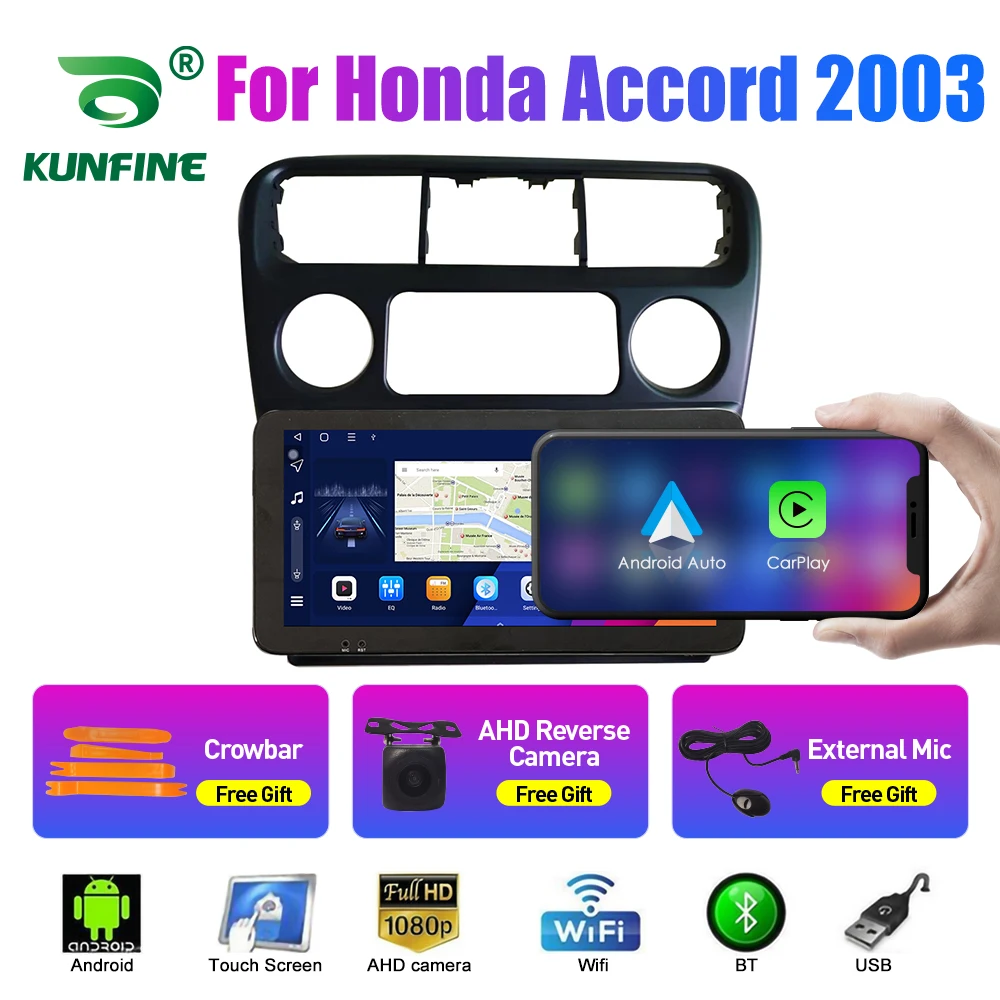 

Автомобильный радиоприемник 10,33 дюйма для Honda Accord 2003 2Din Android Восьмиядерный автомобильный стерео DVD GPS навигатор плеер QLED экран Carplay
