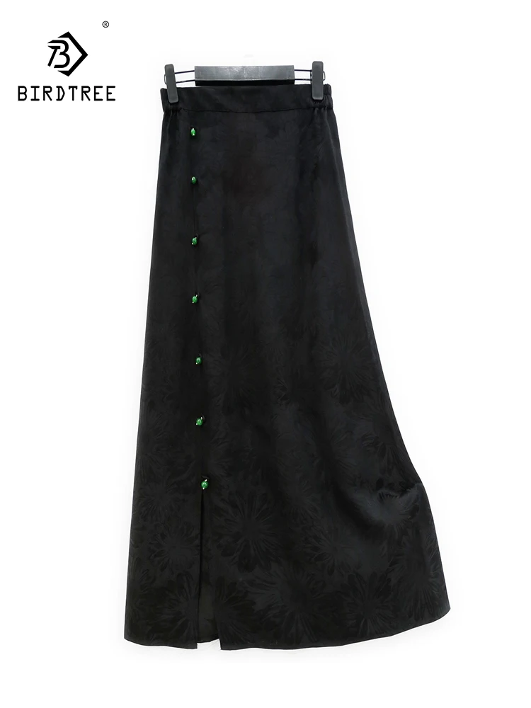 

BirdTree, 32MM Real Silk XiangYunSha Elegant Skirt, Women Jacquard New Chinese Style, Hip Wrap Skirt, 2024 Summer New B43244QC